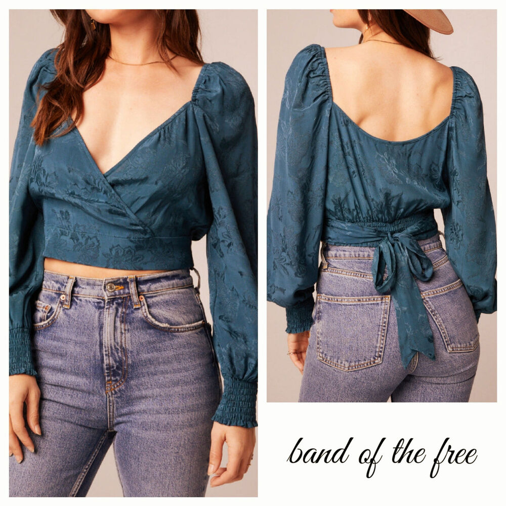 NWT B.O.G. Band of the Free Camille Crossover Crop Top‎ Sz. XS [2] Deep Teal